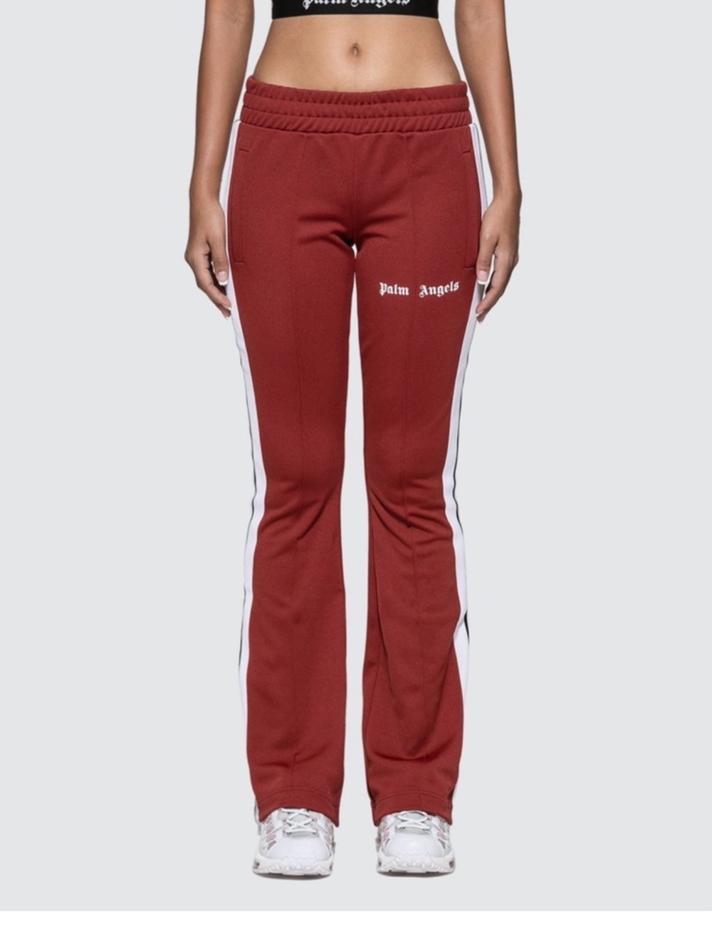 Palm Angels Women's skinny Red Track Pants with Side Stripes